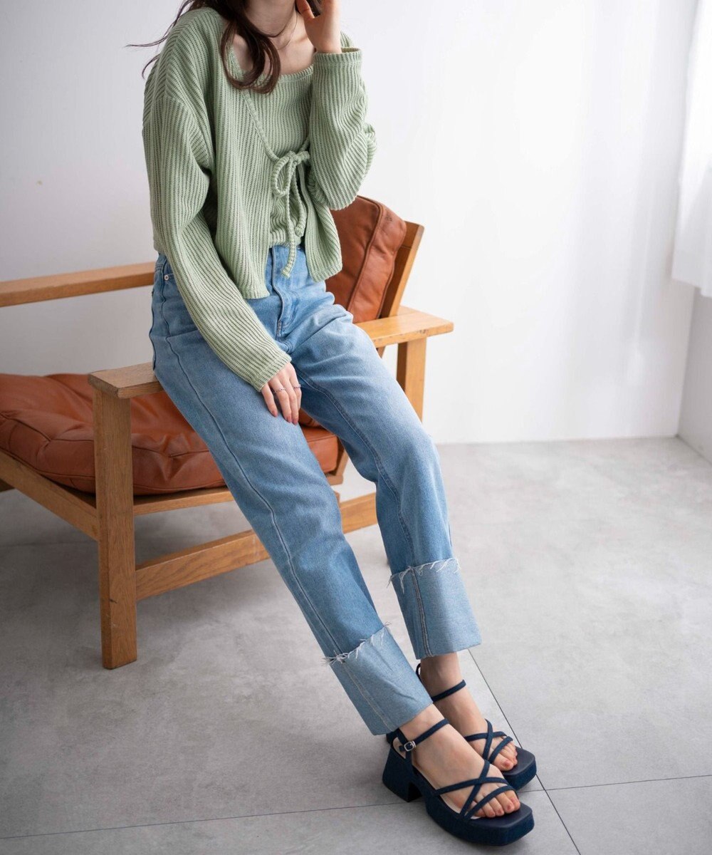 WEGO バルキーヒール細ストラップサンダル 