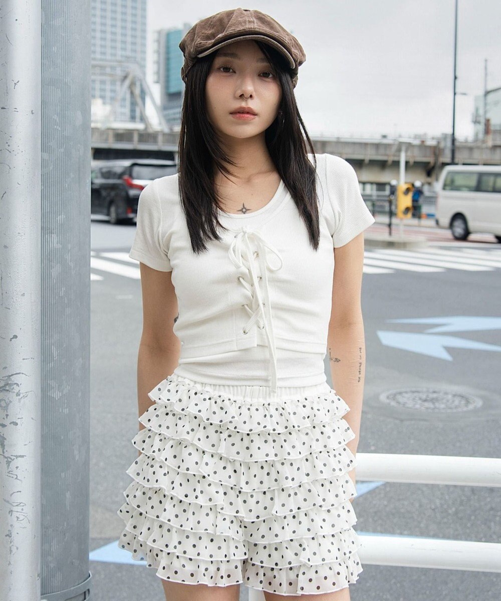 WEGO ヴィンテージライクレースアップT 