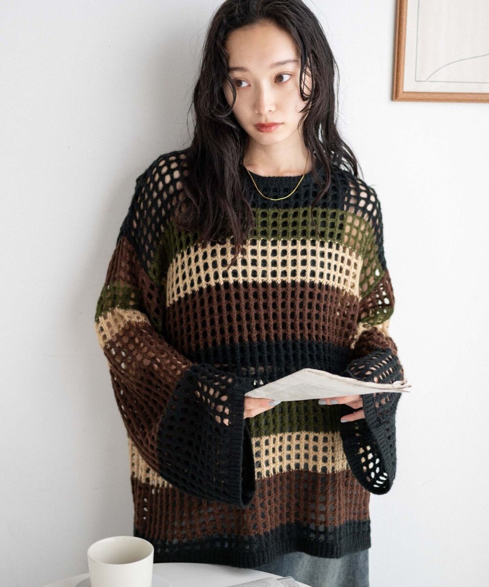 WEGO ビッグメッシュニットプルオーバー 