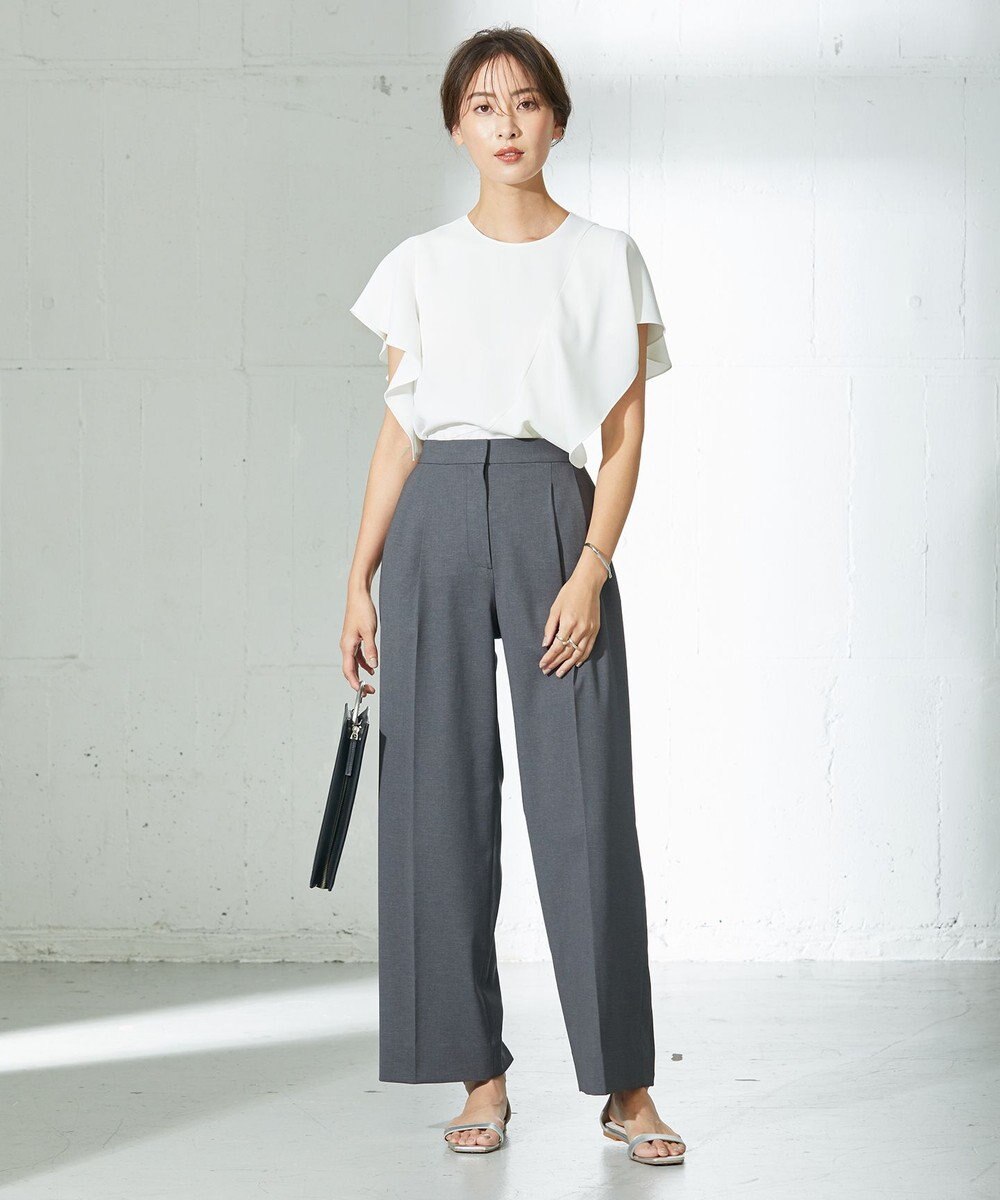 ICB 【洗える】 LinenLikeOx ワイドストレートパンツ 