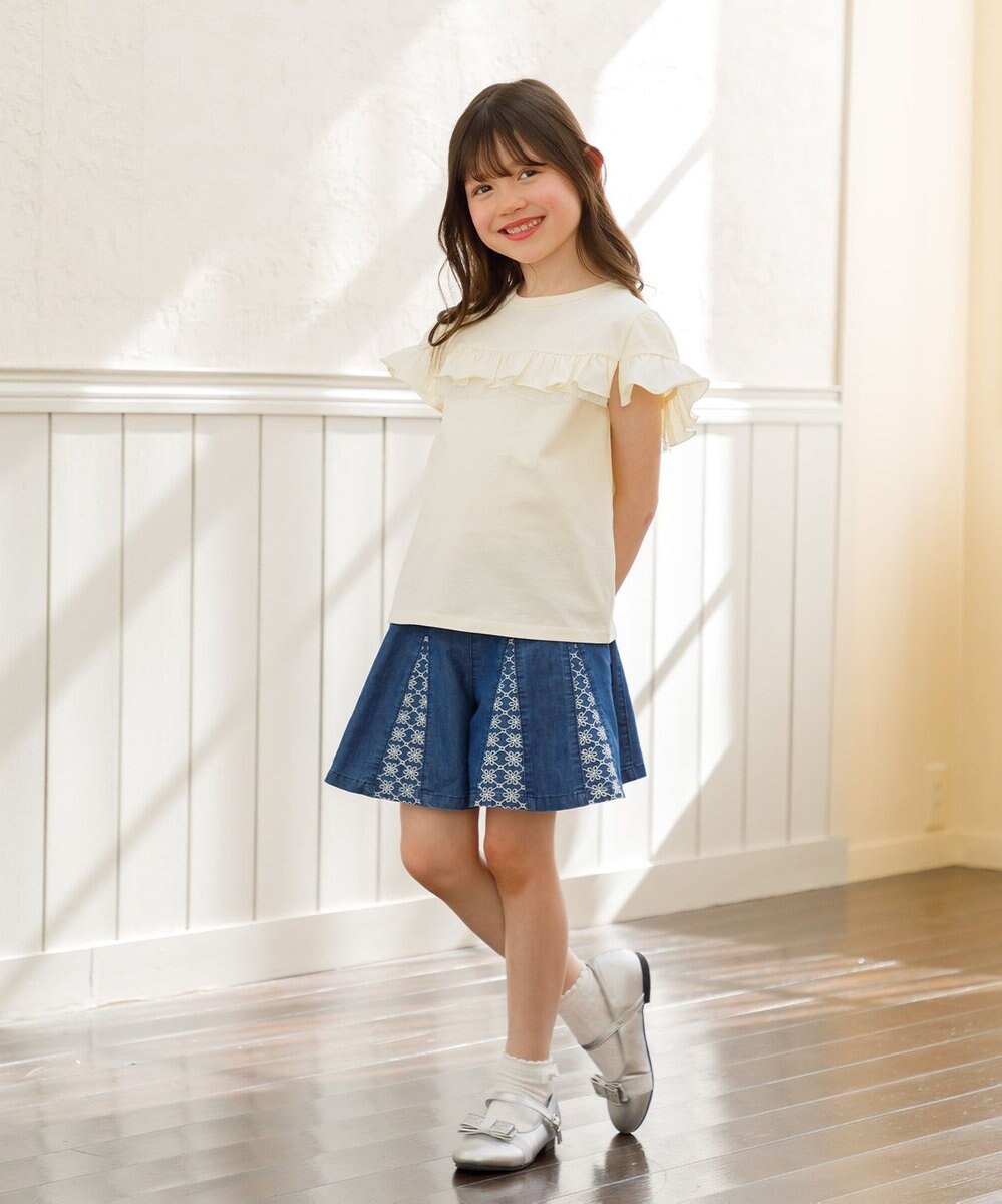 組曲 KIDS 【UVケア】【150-160㎝】フレアラッフル Tシャツ 