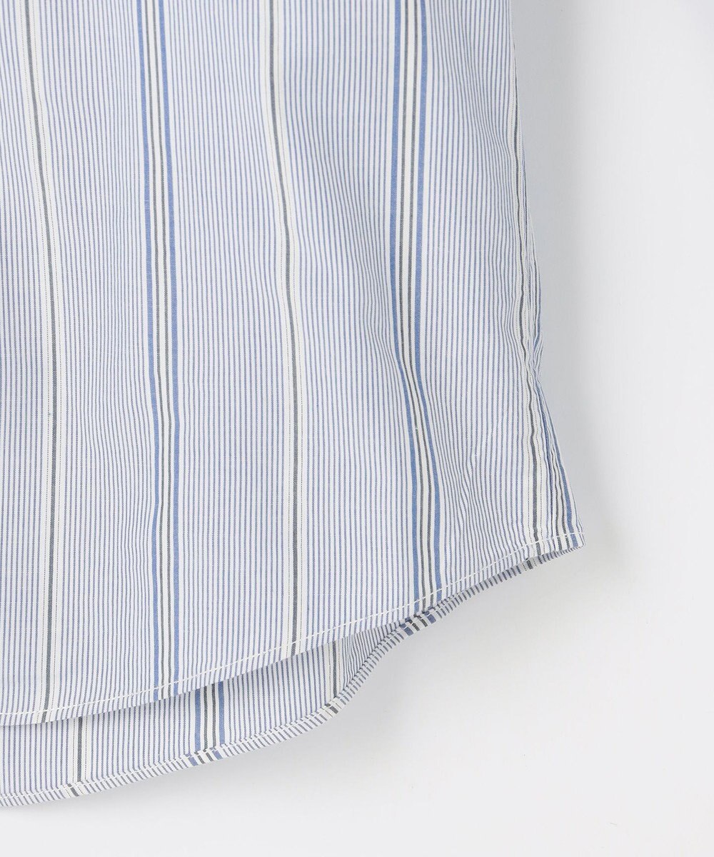 JOSEPH ABBOUD 【シルクブレンド】シルクコットンストライプバンドカラー シャツ 