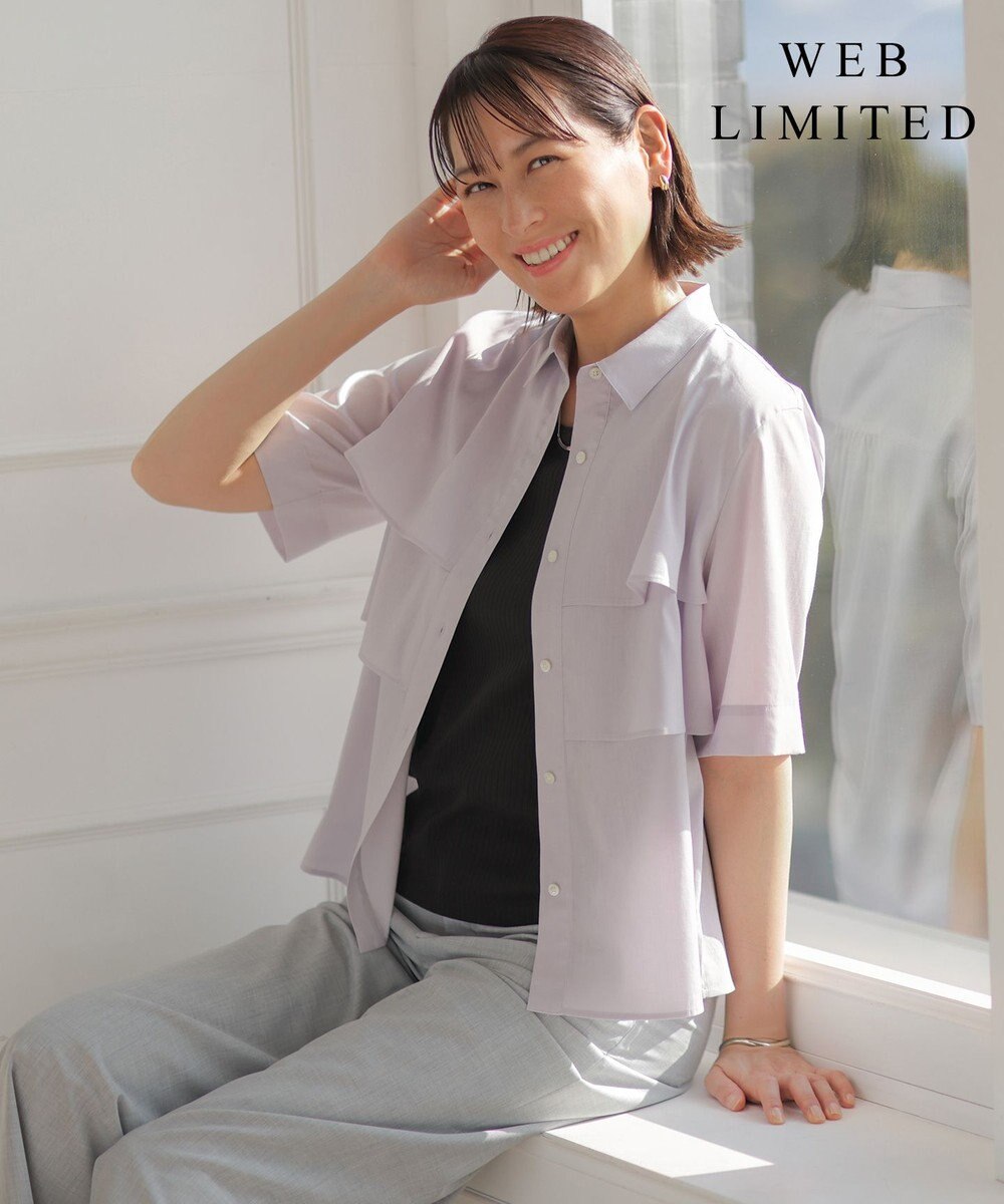 J.PRESS LADIES L 【WEB限定カラーあり・一枚で着映え】ラミーポプリン ティアード シャツ 