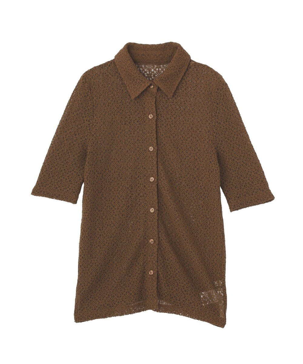 earth music&ecology ストレッチレース襟付シャツ 