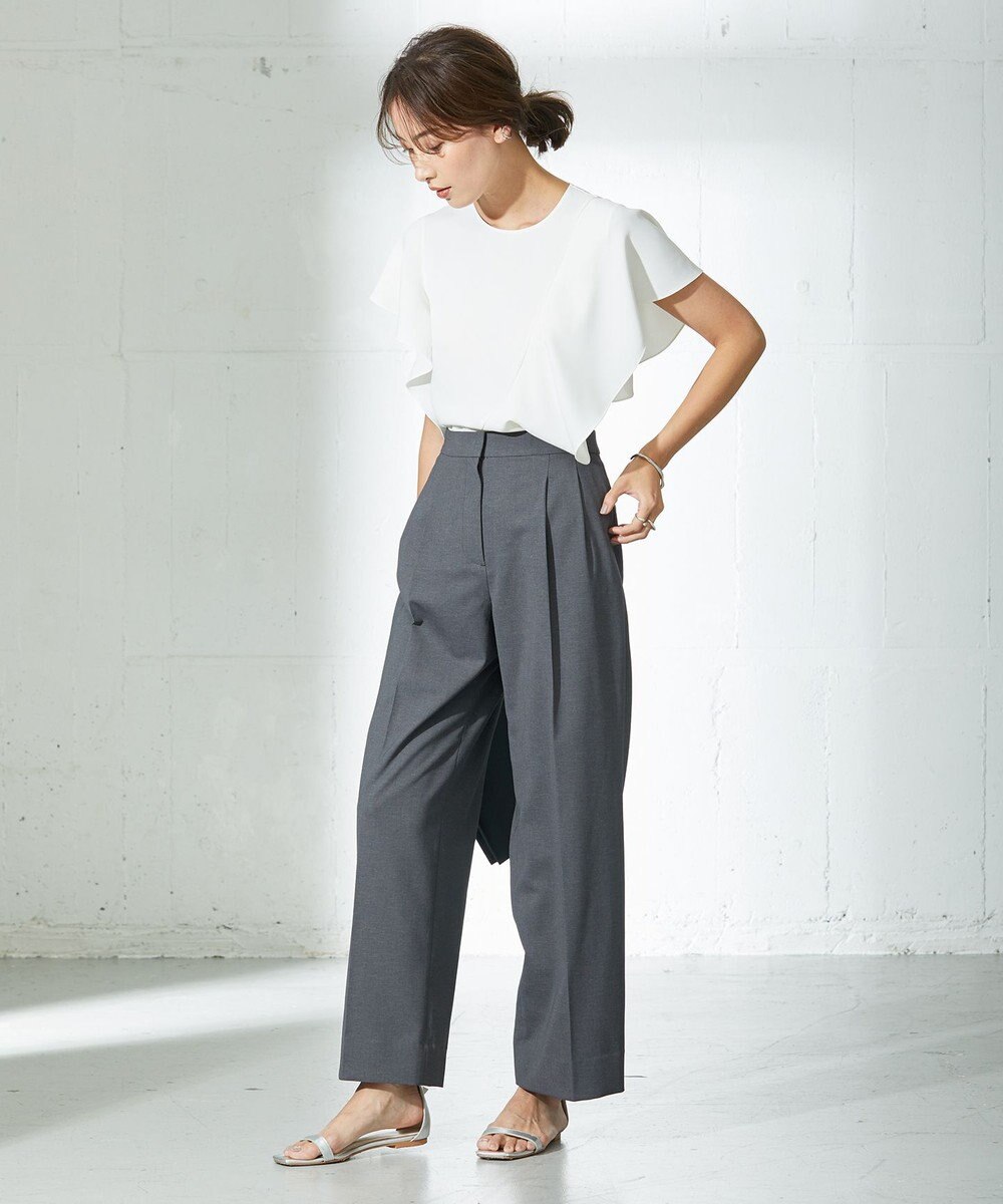 ICB 【洗える】 LinenLikeOx ワイドストレートパンツ 