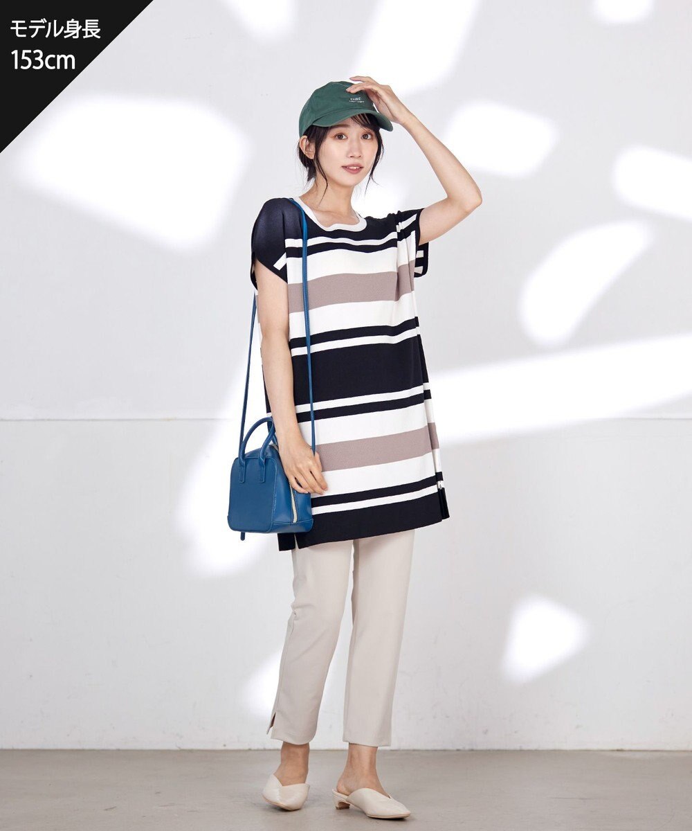 Tiaclasse L 【洗える】マルチボーダーフレンチニットチュニック 