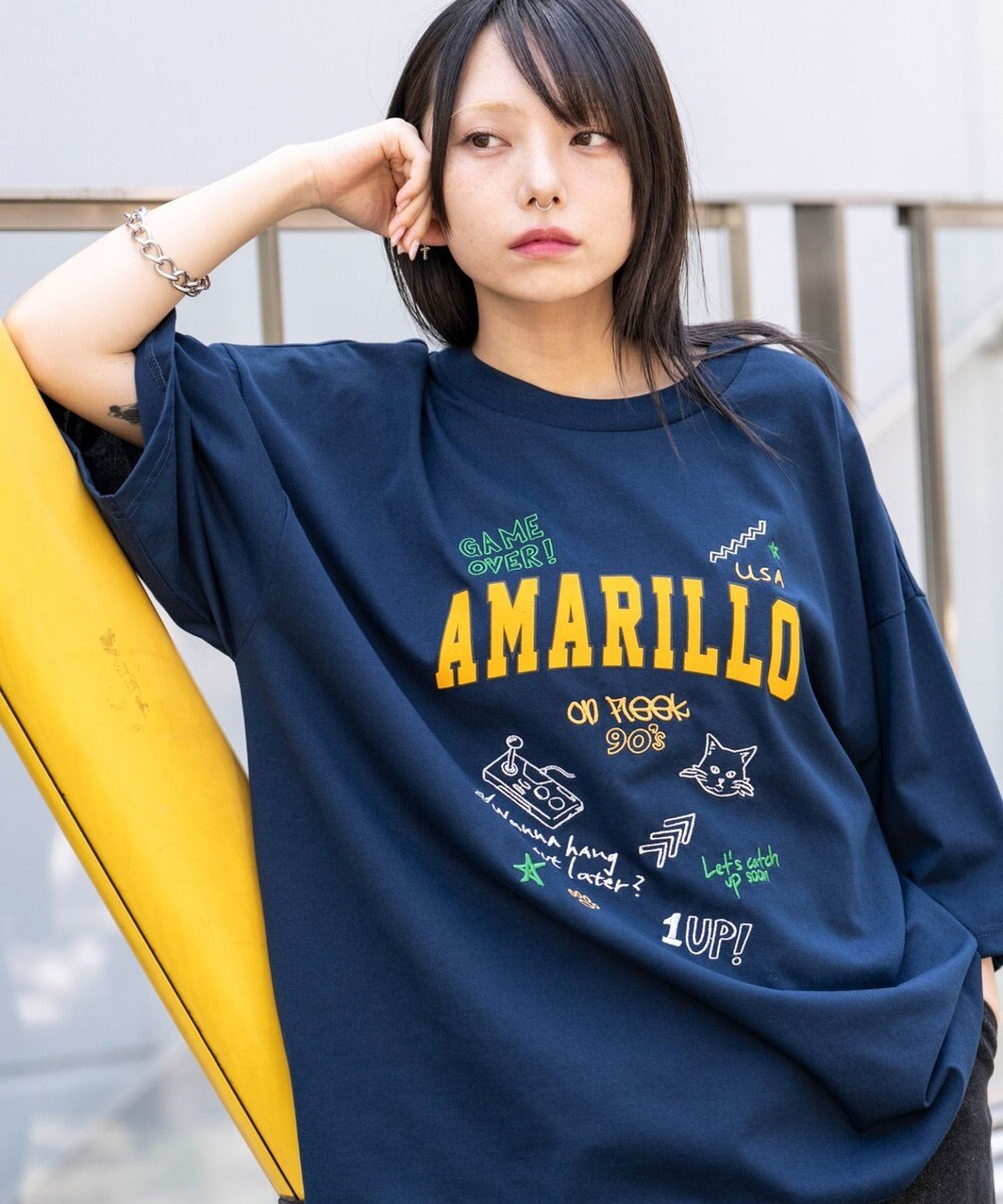 WEGO 【速乾/ひんやり/ユニセックス着用ITEM】接触冷感フロッキープリントグラフィックT（SS） 