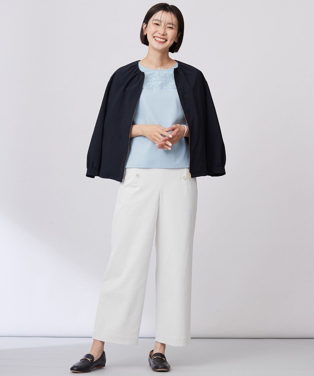 J.PRESS LADIES S 【洗える・接触冷感・防シワ・吸水速乾】BREEZE COOL  ノーカラー ブルゾン 