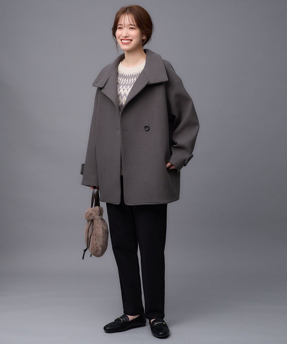 ANY スタンドカラーコクーンシルエットコート 