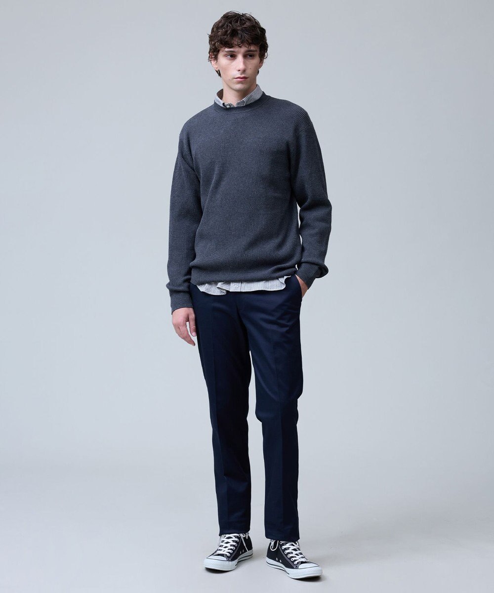 J.PRESS MEN 温かさと軽さの快適素材【ストレッチ / イージーケア】【FLEX YARN】片畔クルーネック ニット 