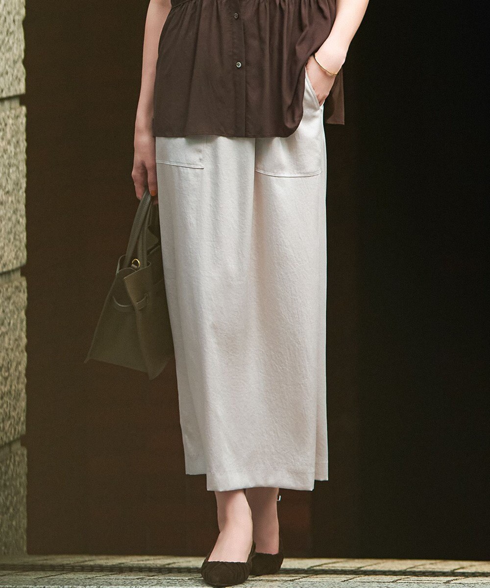 23区 【撥水加工/洗える】スムースサテン Iライン スカート 
