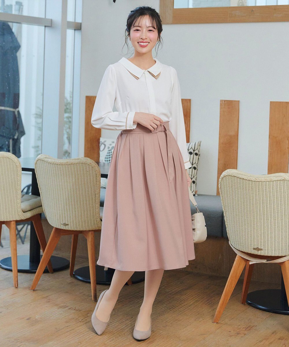 Tiaclasse L ベルト付きフレアスカート 