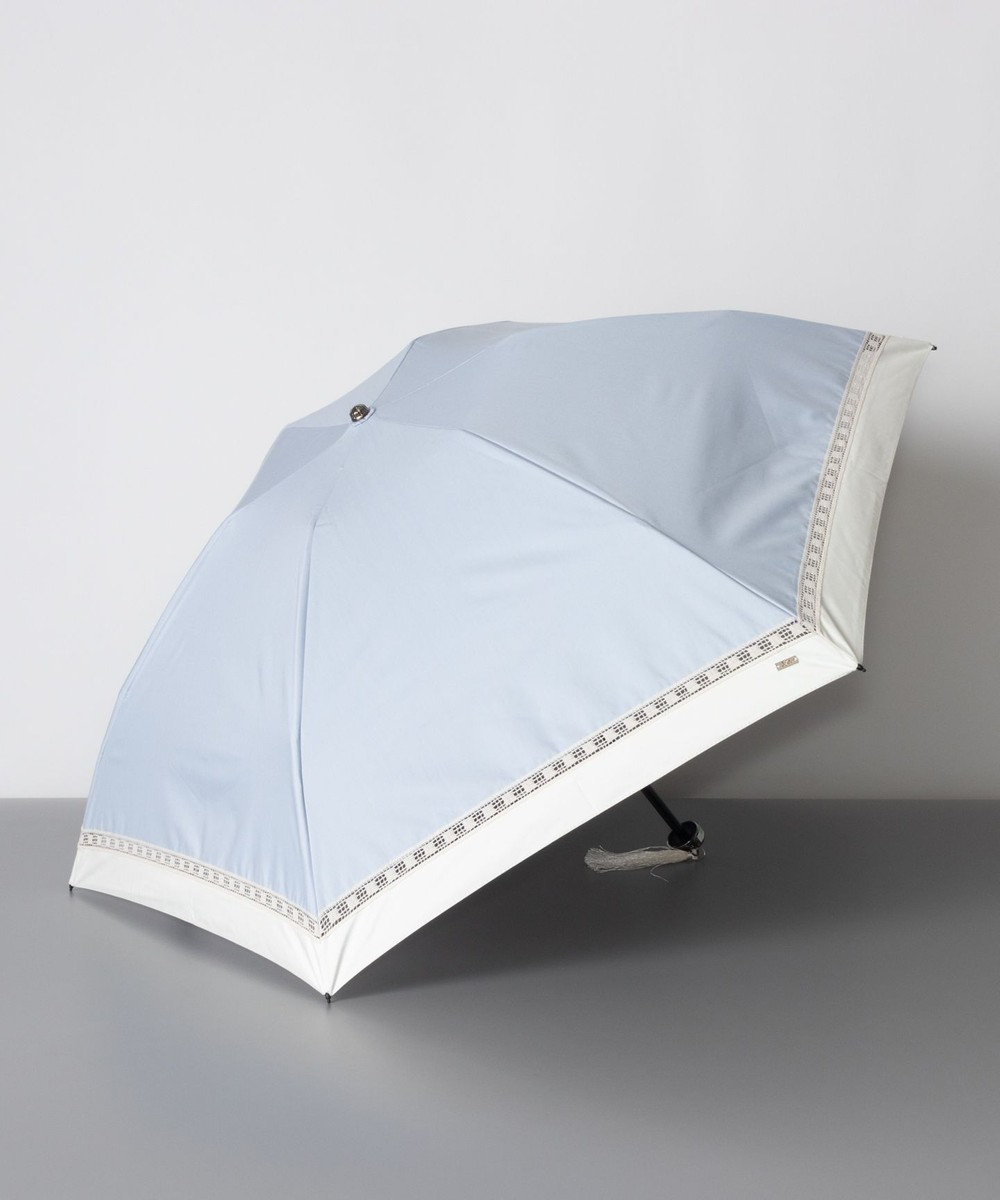 AURORA Blao（ブラオ）バイカラー柄 晴雨兼用傘（折り畳みミニ傘）日傘 サックス