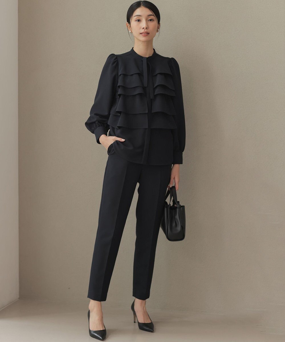 組曲 【KUMIKYOKU NAVY】コンフォータブルドレープ フリルブラウス 