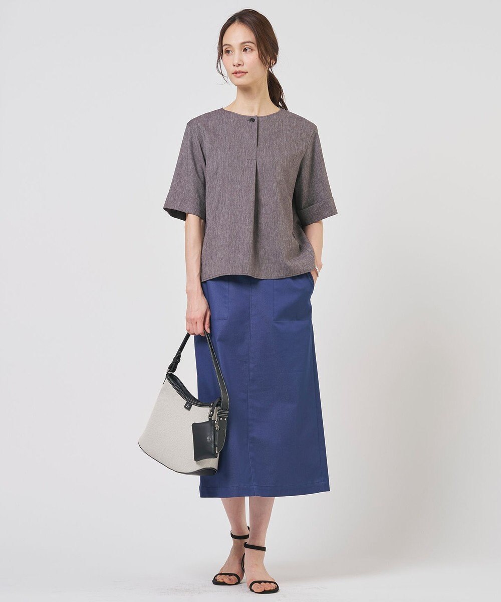 J.PRESS LADIES L 【WEB限定カラーあり】TCシャンブレーサテンST ナロー スカート 