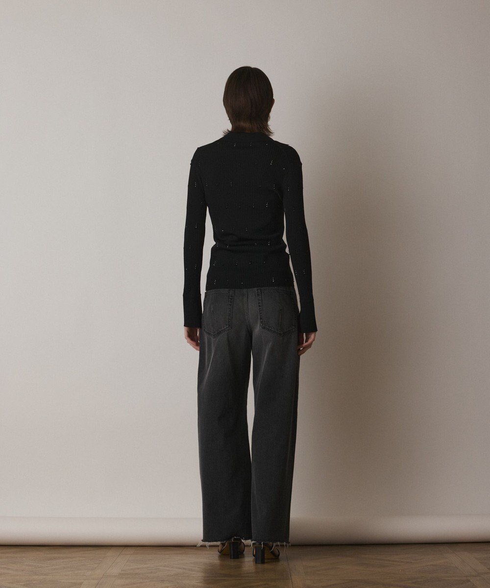 GRACE CONTINENTAL ビジューリブニットトップ 