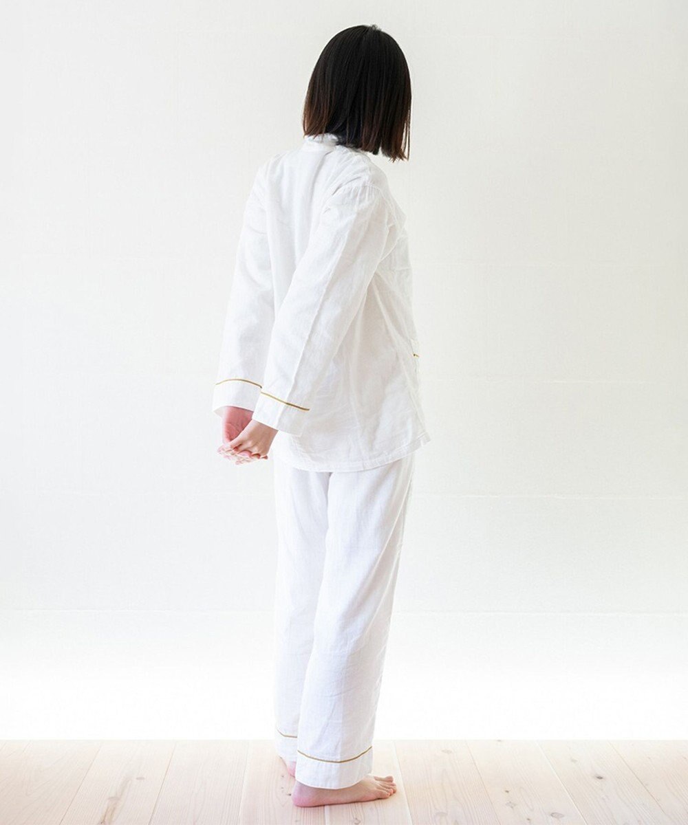 京和晒綿紗 【紗栄子さん愛用パジャマの色違い/UNISEX】ガーゼパジャマ 2重合わせ 白 