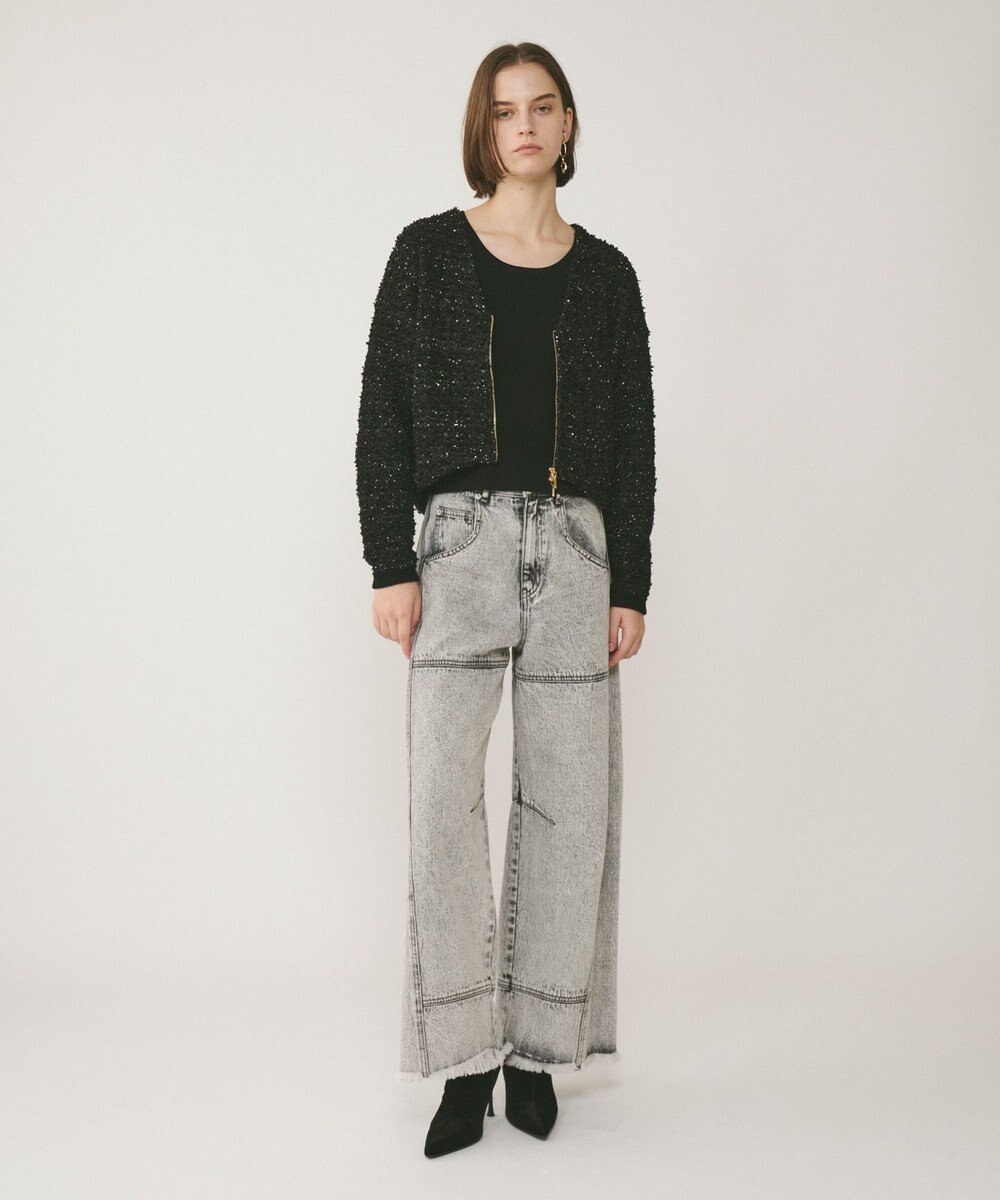 GRACE CONTINENTAL ツイードニットzipカーディガン 