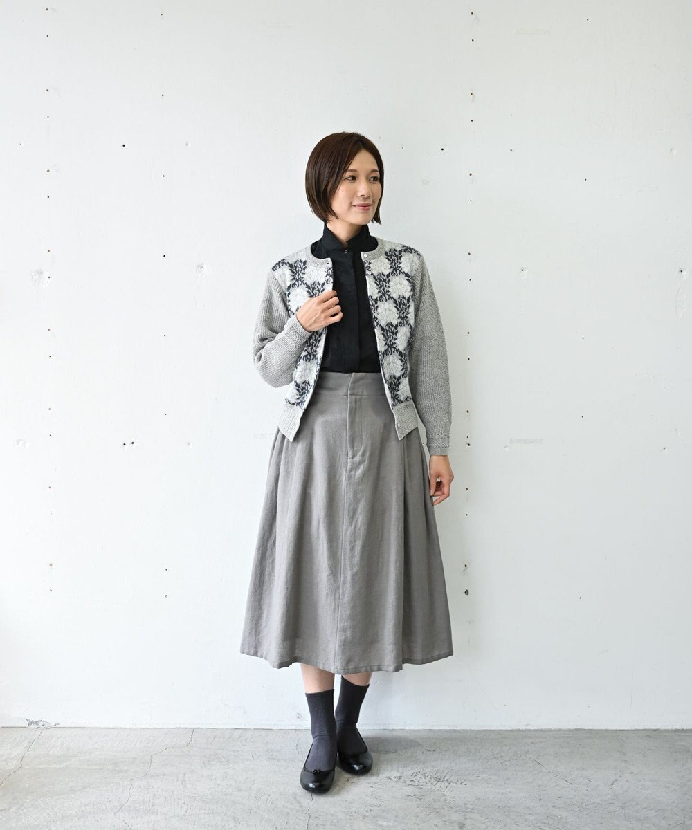 muuc 〈軽やかな尾州産リネンウール〉スカート  　ロングシーズン 秋冬春 後ろウエストゴム有り セットアップ可能 裏地有り 