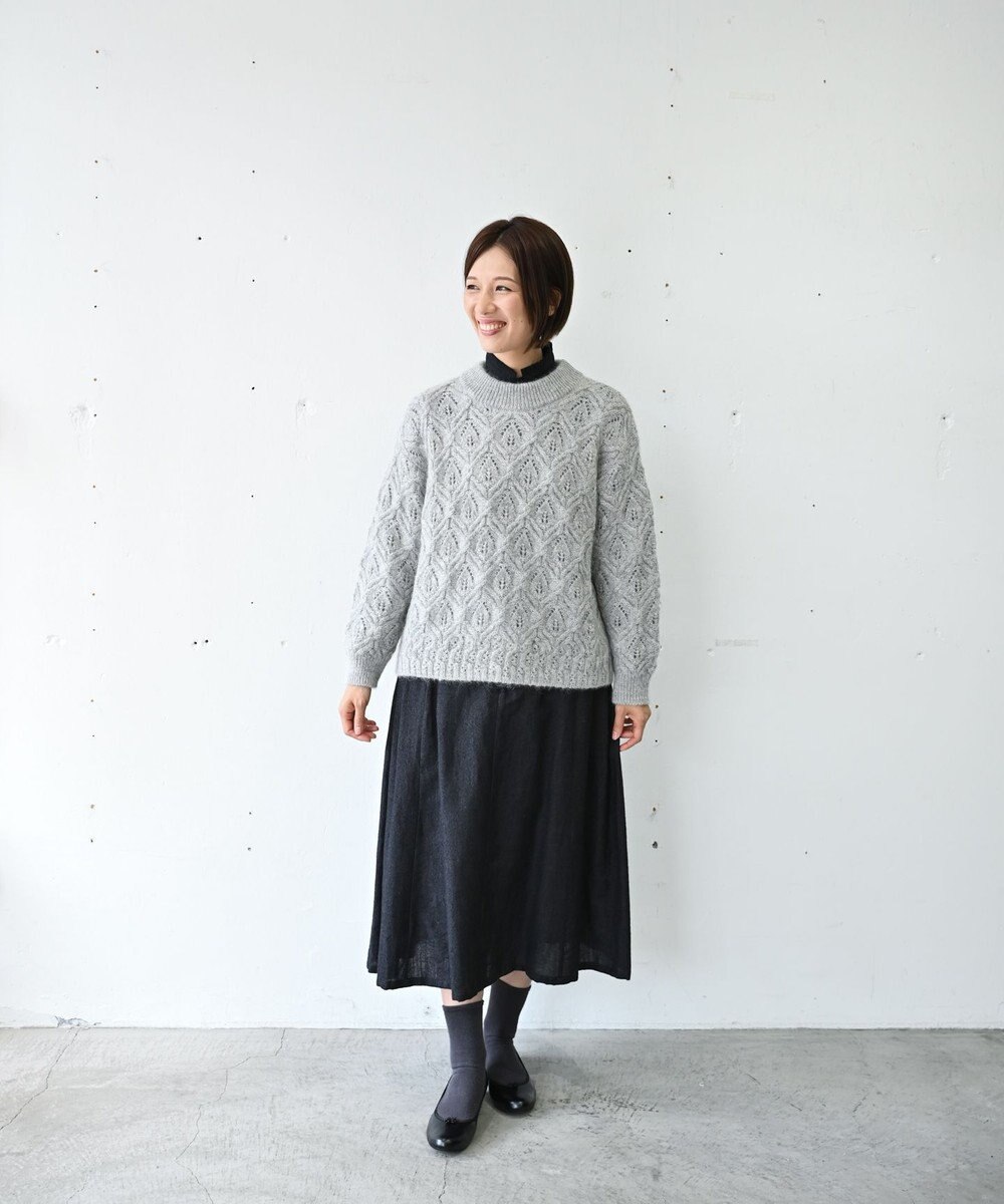 muuc 〈軽やかな尾州産リネンウール〉スカート  　ロングシーズン 秋冬春 後ろウエストゴム有り セットアップ可能 裏地有り 