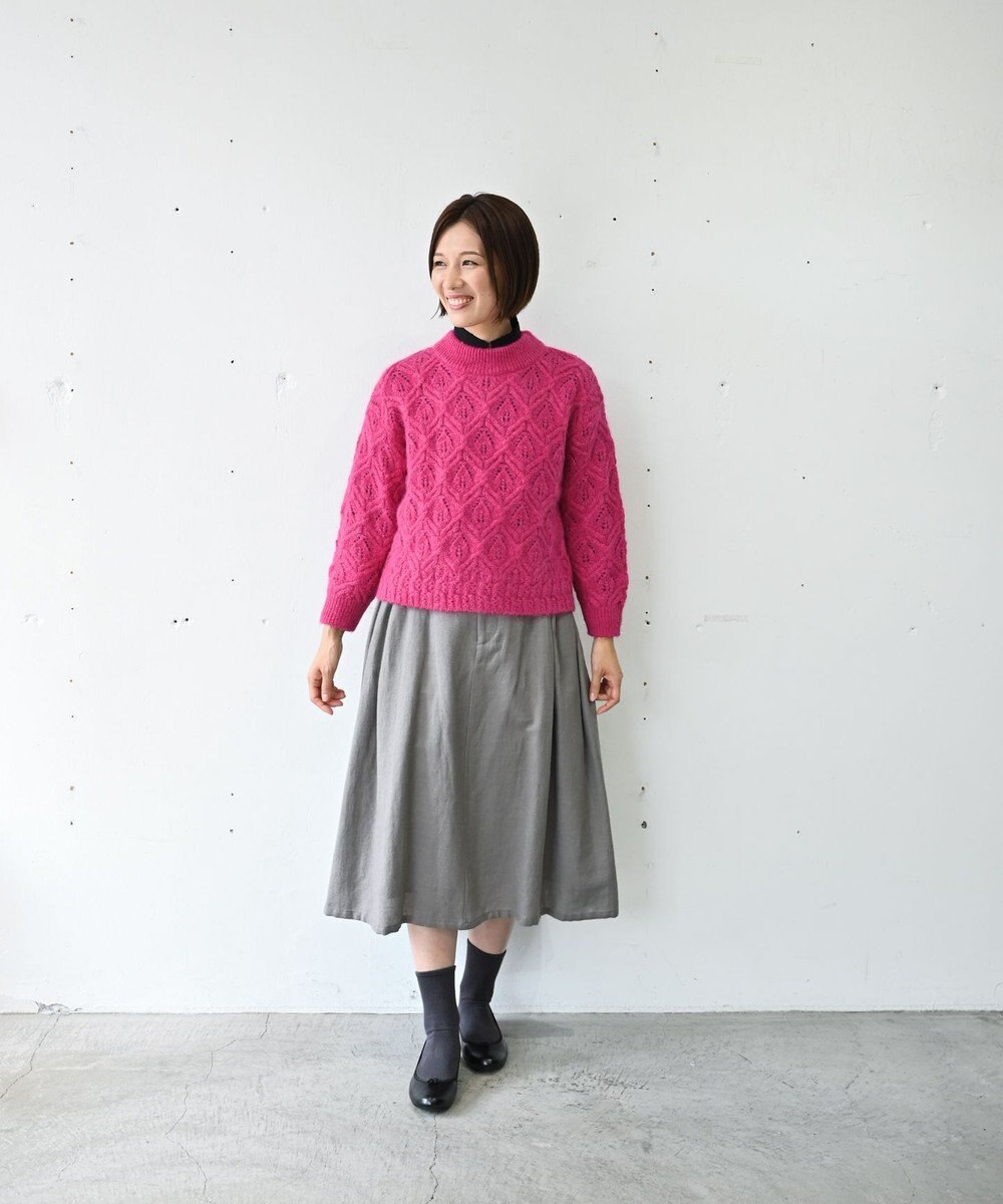 muuc 〈軽やかな尾州産リネンウール〉スカート  　ロングシーズン 秋冬春 後ろウエストゴム有り セットアップ可能 裏地有り 