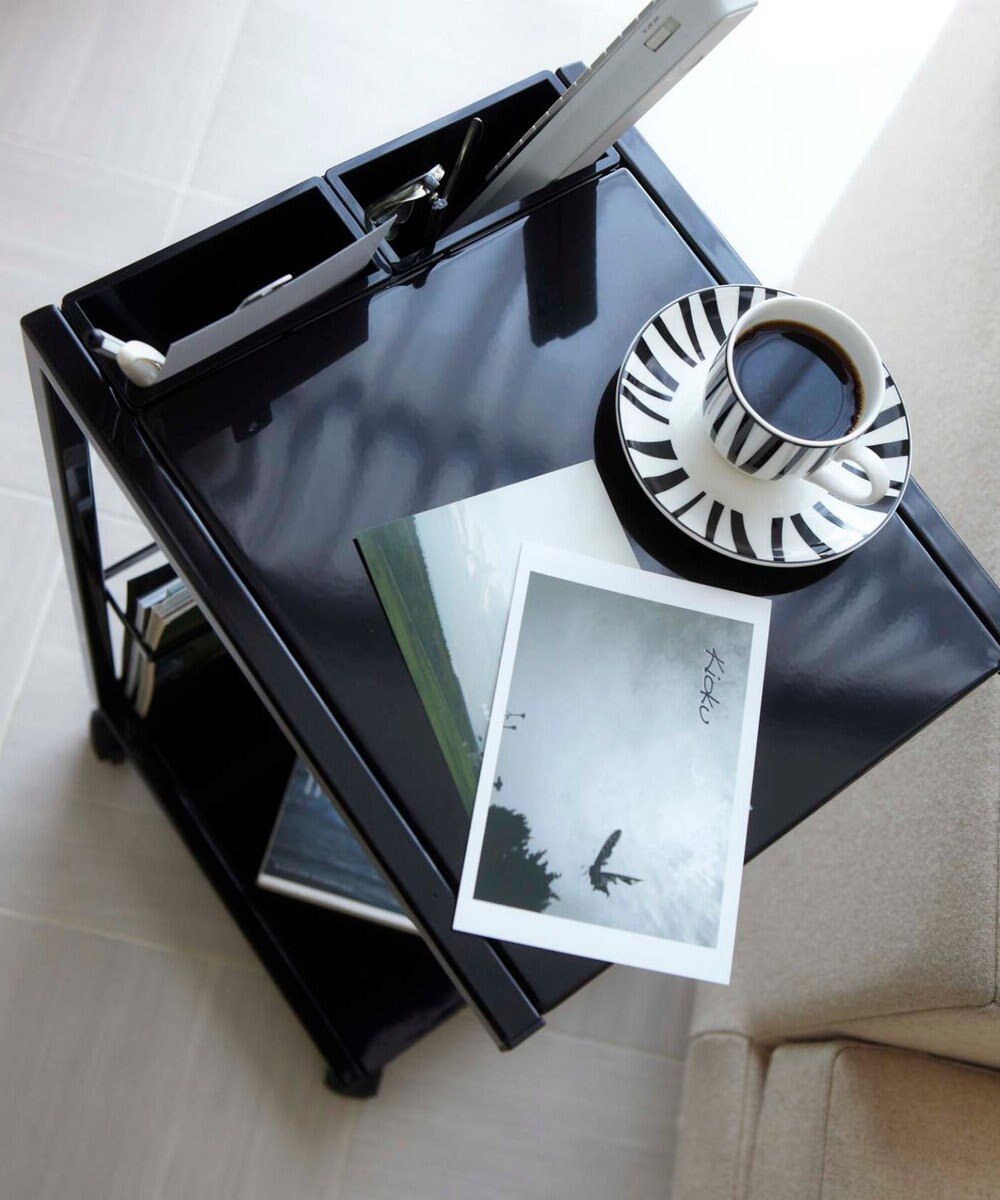 tower サイドテーブルワゴン タワー ブラック 