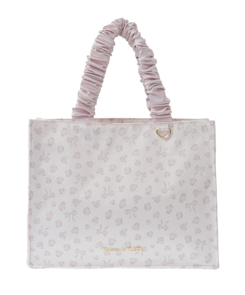 Maison de FLEUR リボンレオパードギャザーハンドルスクエアトート 