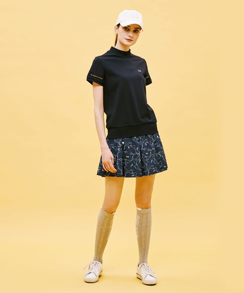 23区GOLF 【WOMEN】ワールドマップ柄 ボックスプリーツ入り キュロットスカート 