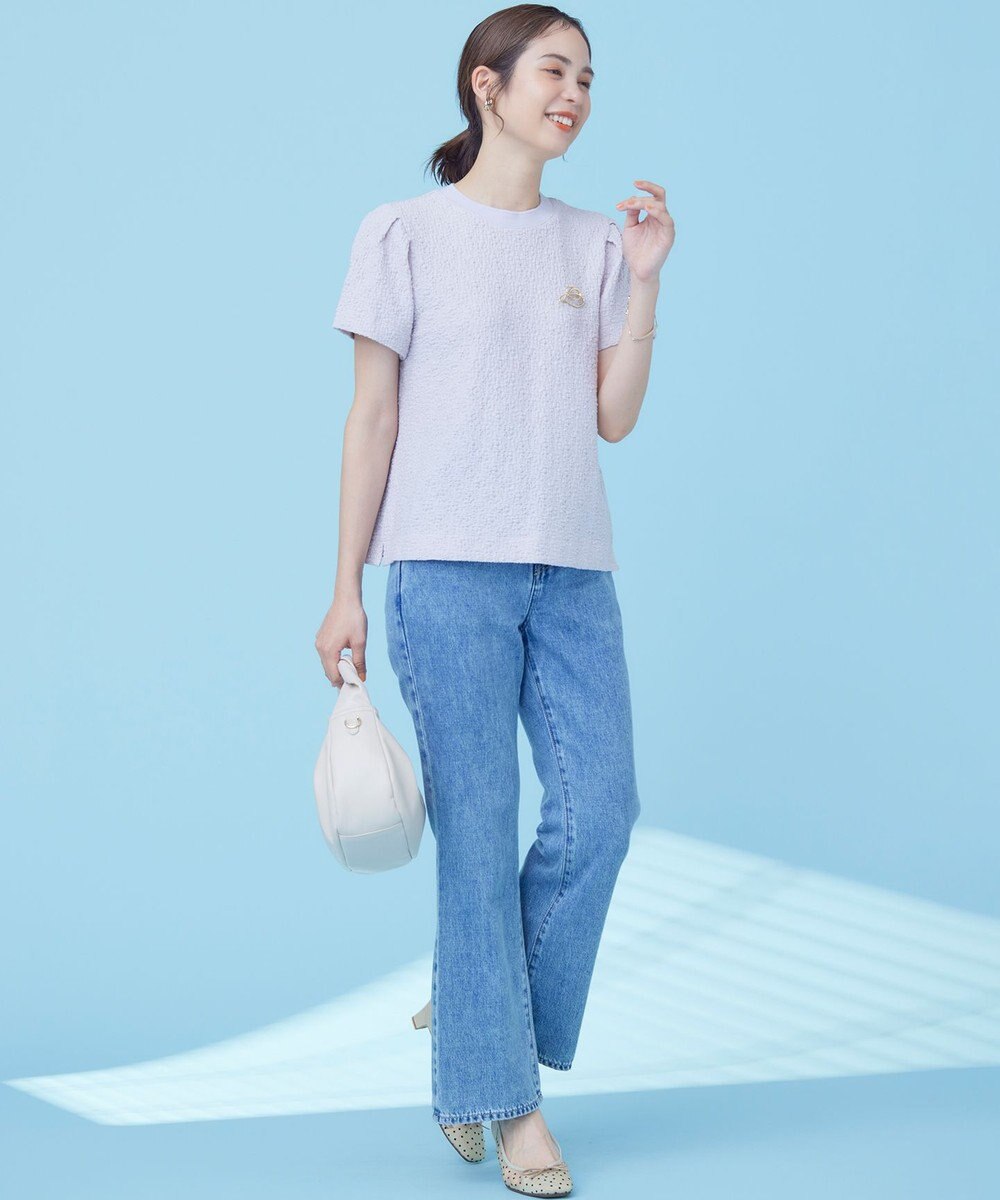 組曲 L 【WEB限定】ストレッチジャガード クロップドＴシャツ 