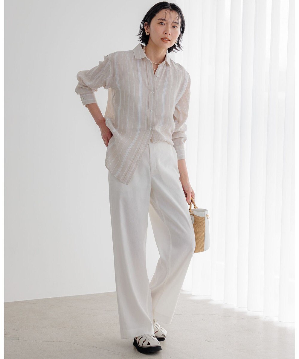 23区 L 【CLASSY.6月号掲載/洗える】リネンレーヨンストレッチ ワイドパンツ 
