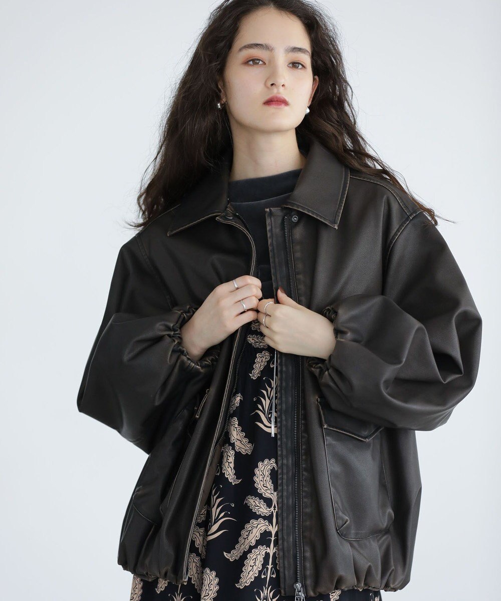 Green Parks ■ＥＳＣＡＲ　フェイクレザーバルーンブルゾン 