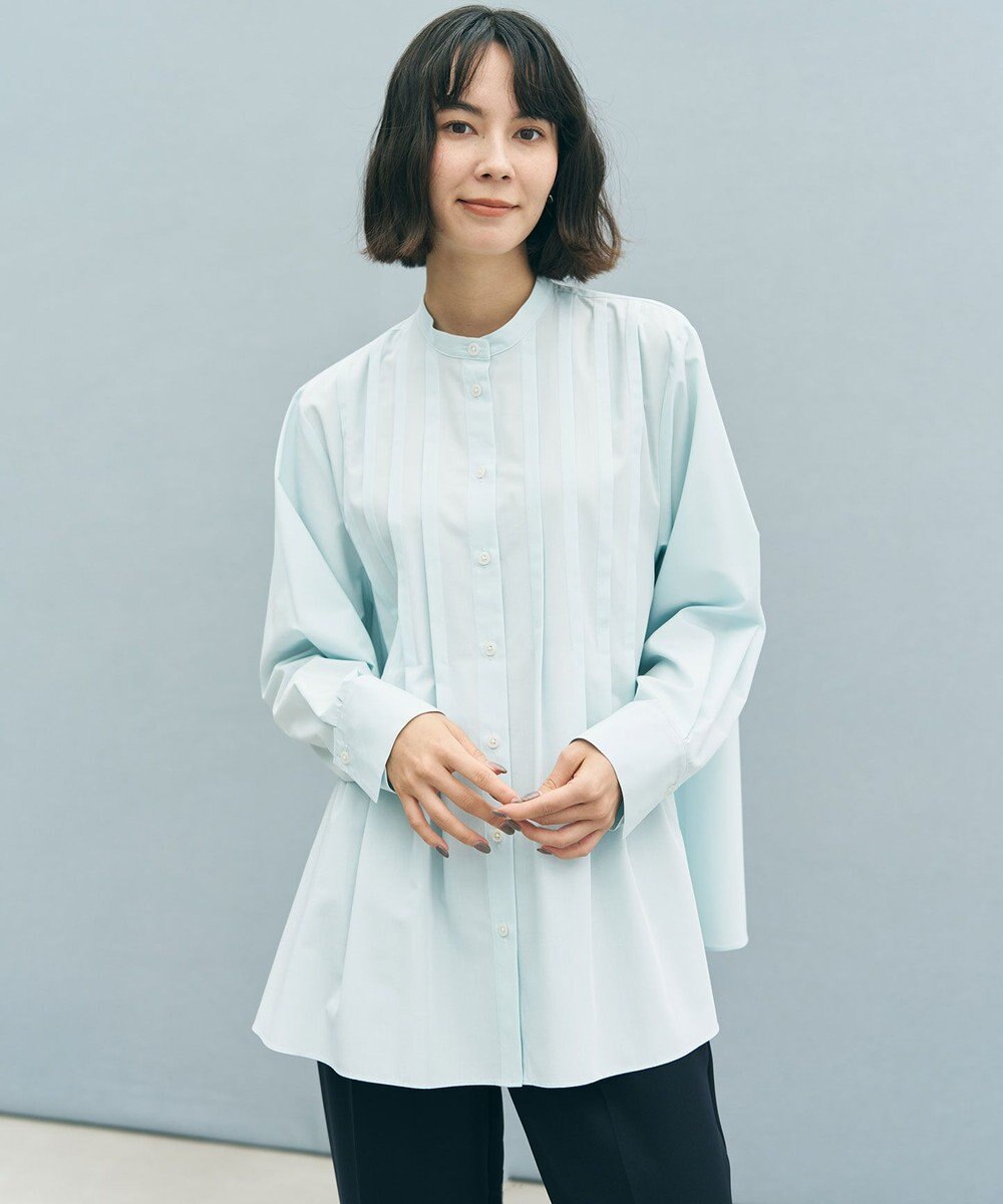 UNFILO 【セレモニー】バンドカラー タックブラウス 