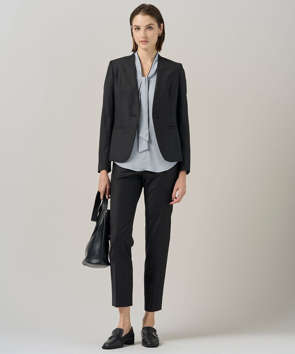 ICB L 【接触冷感・UVケア・速乾・洗える】BackSatinAmunzen 配色ボウタイブラウス 