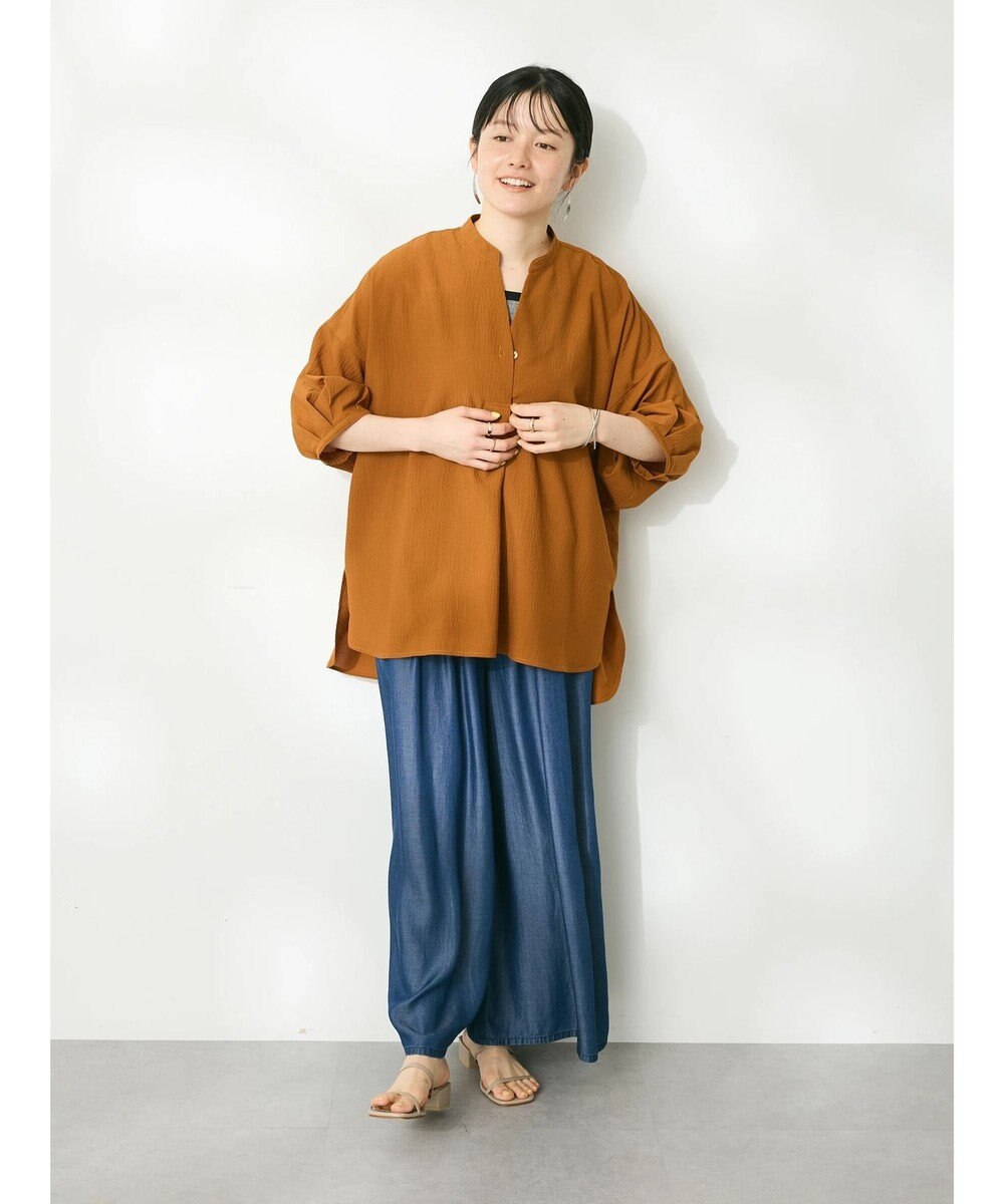 CRAFT STANDARD BOUTIQUE バンドカラーバックタック５分袖ブラウス 