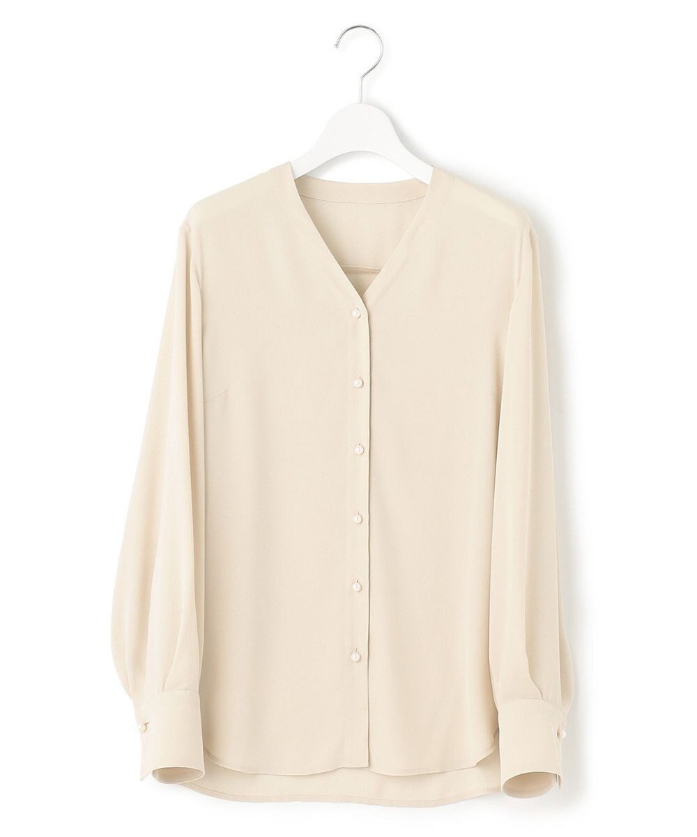 23区 バックサテンアムンゼン Vネック ブラウス 