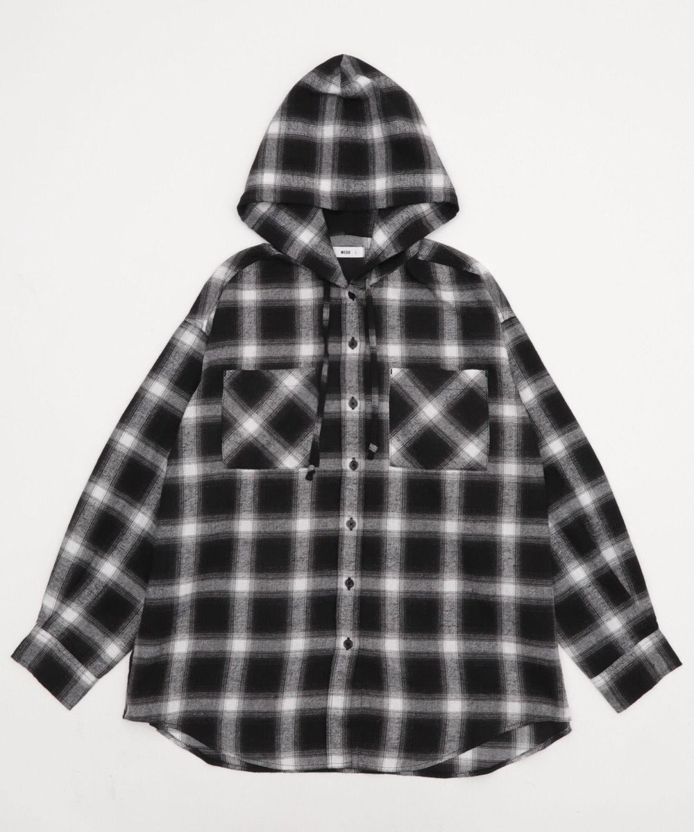 WEGO 【25年秋冬新作】チェックフードBIGネルシャツ 