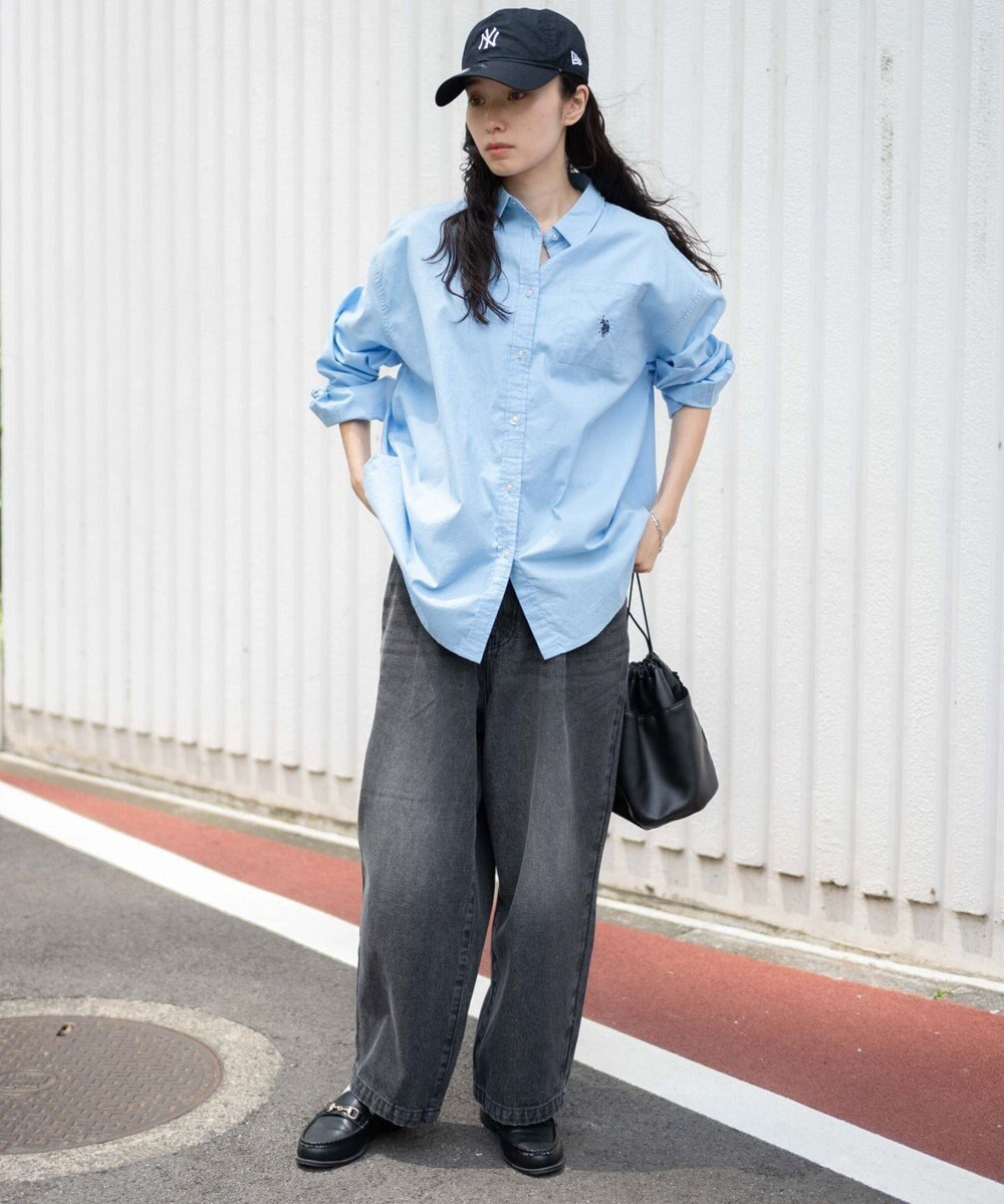 WEGO 【ユニセックス着用ITEM/ウエストゴム/SMLサイズ展開】デニムルーズテーパードパンツ 