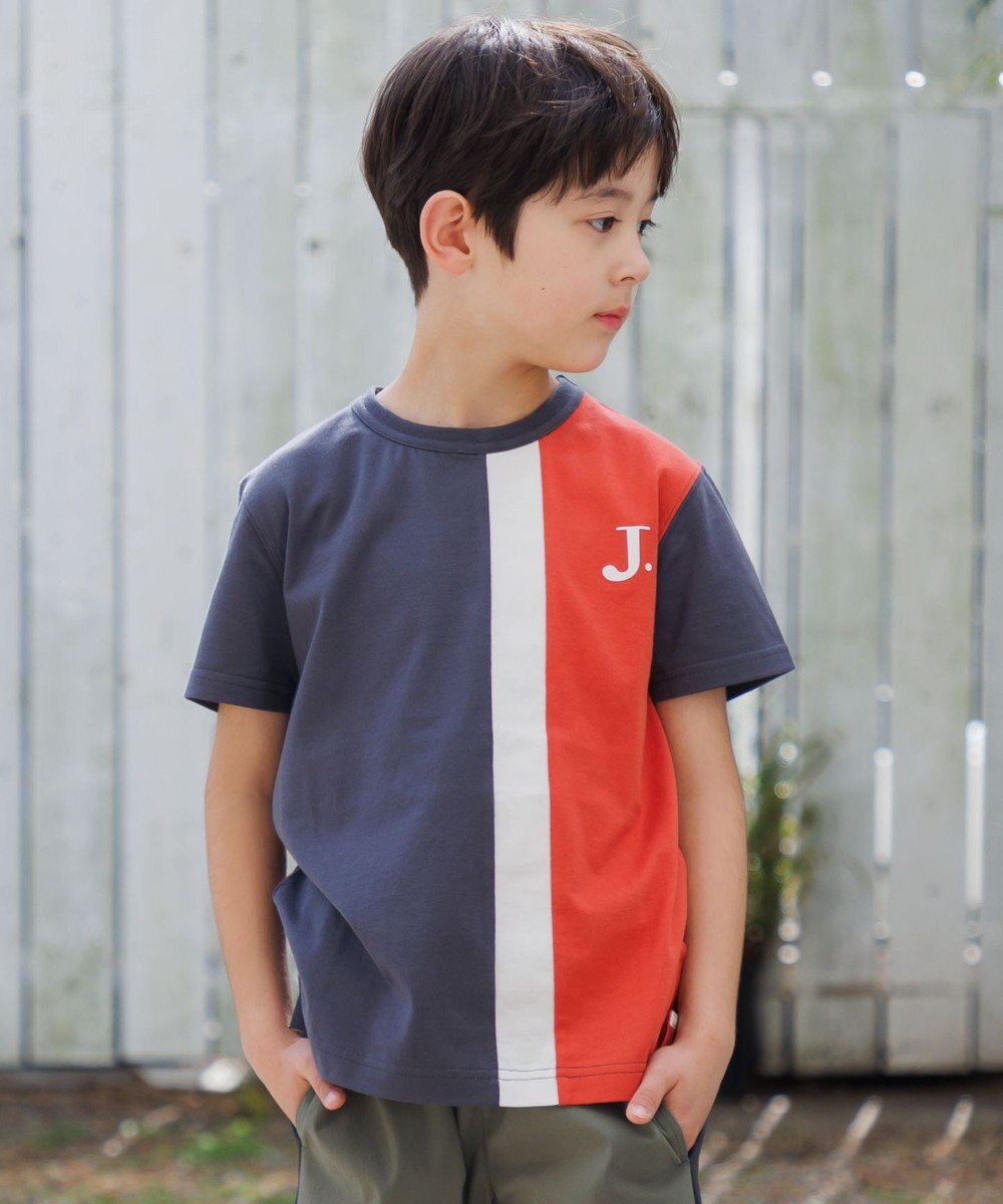 J.PRESS KIDS 【100-130cm】50/2 トリコストライプ 切替Tシャツ 
