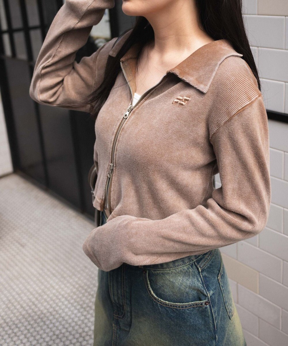 WEGO ヴィンテージウォッシュWZIPトップス 