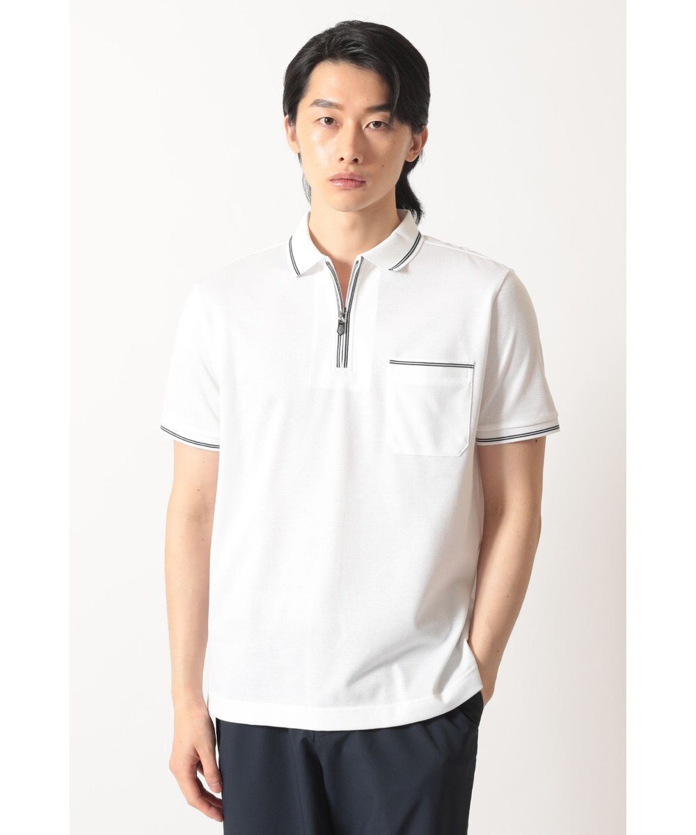 DAKS スーピマカノコ ラインジップアップポロ 