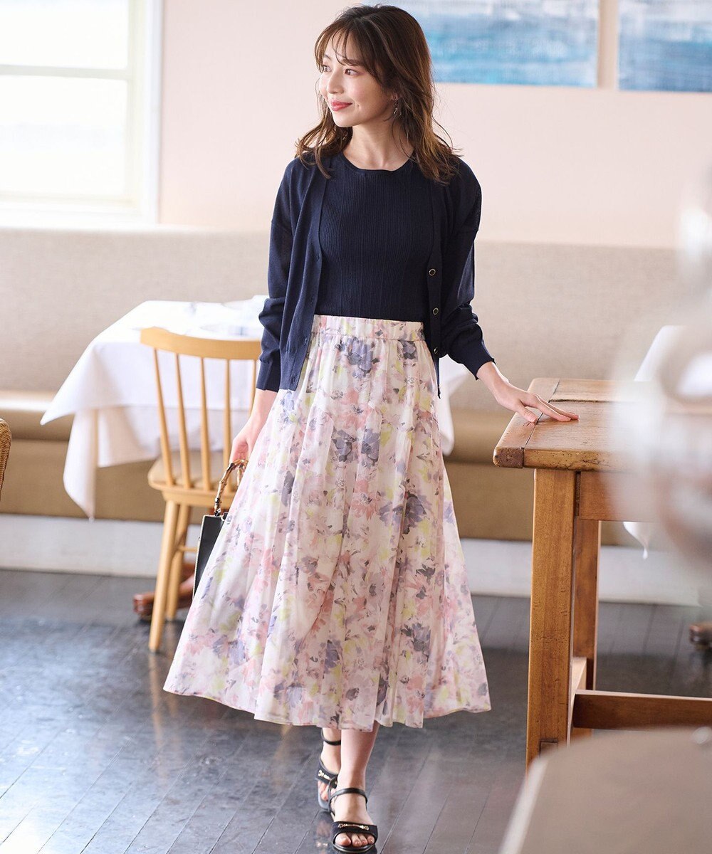 ANY SIS 【洗える】アクアフローラル スカート 