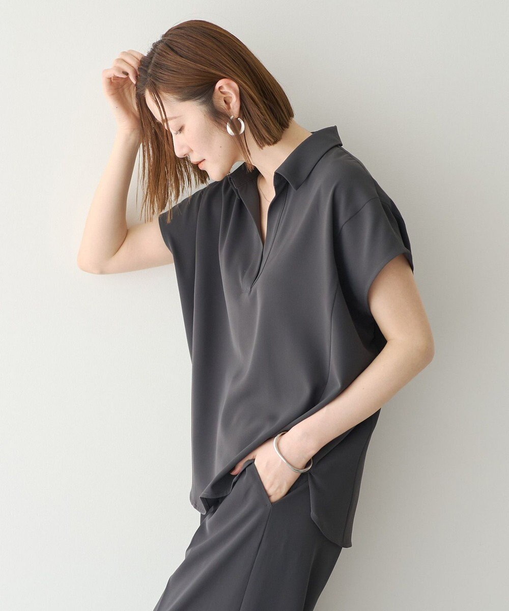 YECCA VECCA 【接触冷感】COOLスキッパーブラウス 