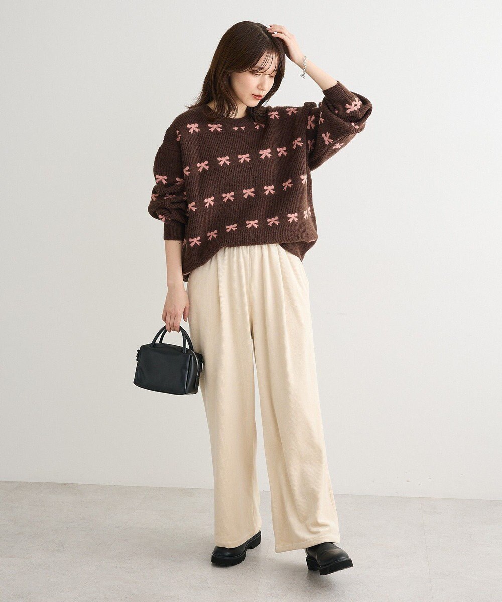 Green Parks ・ｓｗｉｎｇ　ｂｙ　リボンジャカードクルーニット 