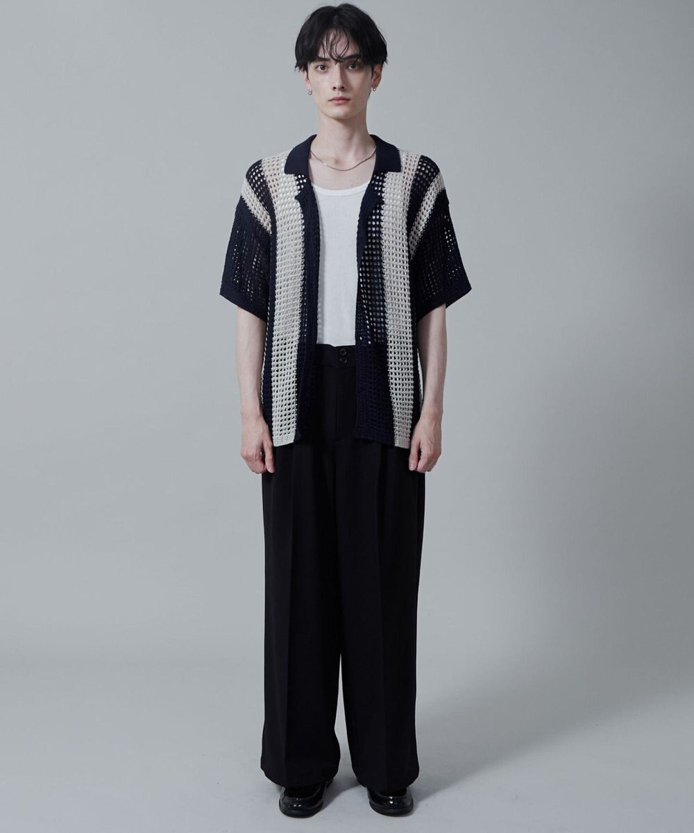 WEGO マルチストライプニットシャツ（S） 