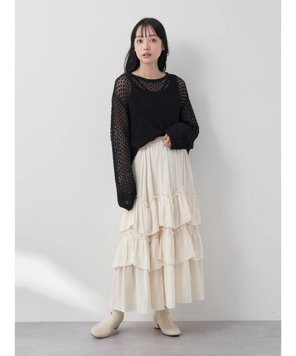 earth music&ecology メッシュ編みニットプルオーバー 