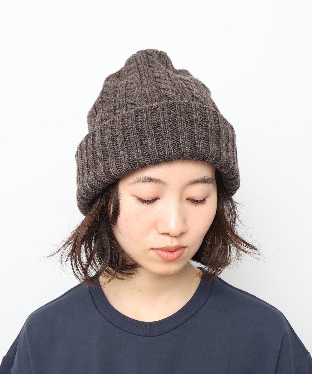 WHITE MAILS 【UNISEX】WOOL PAPER DOUBLE KNIT ケーブルビーニー 