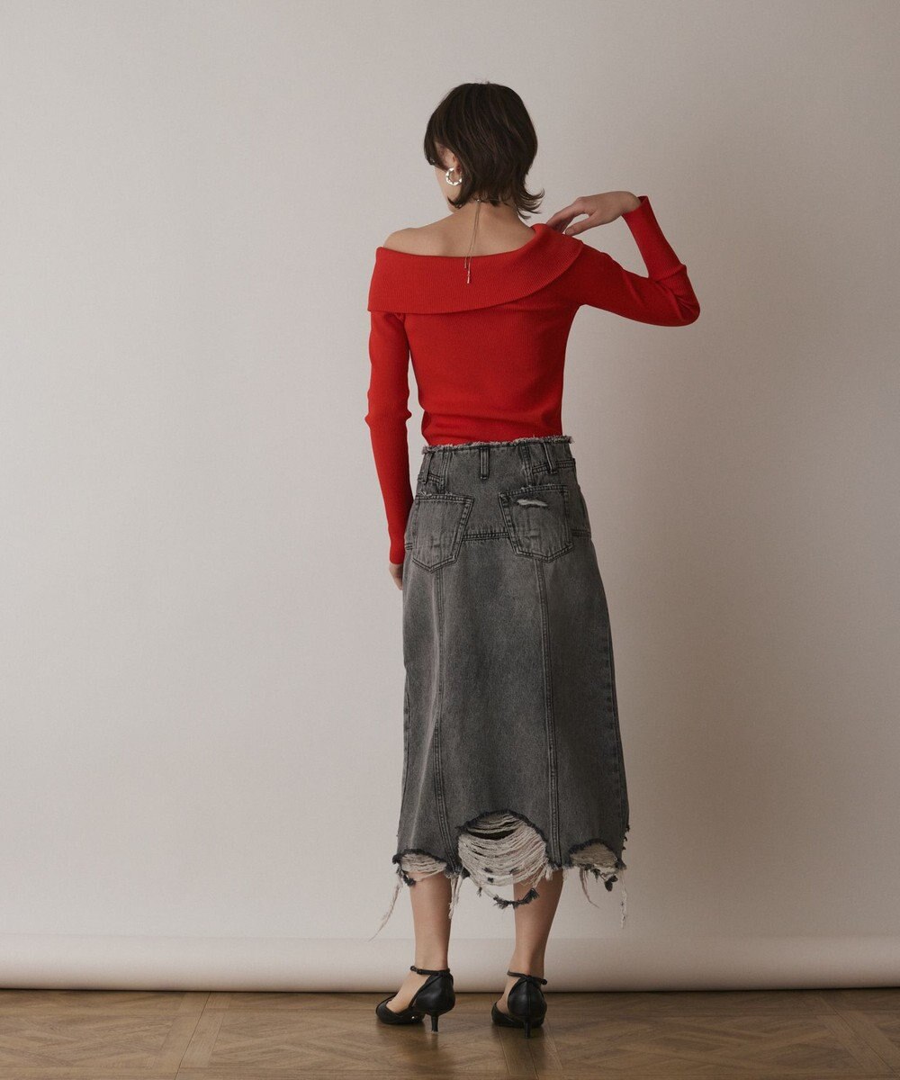 GRACE CONTINENTAL オフショルリブニットトップ 