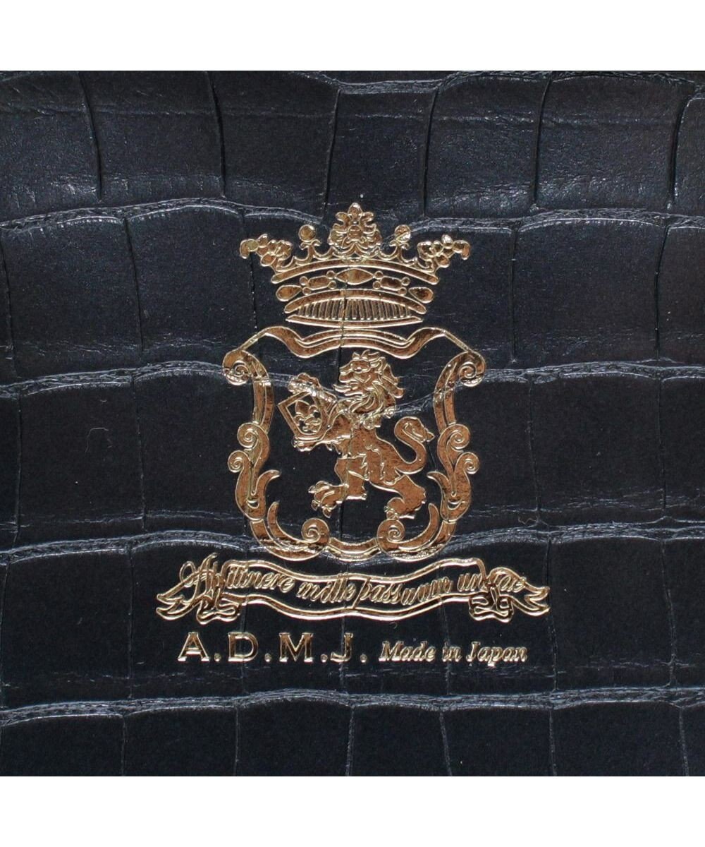 A.D.M.J. 【牛革】クロコ型押しヘリ巻きボストン28cm 