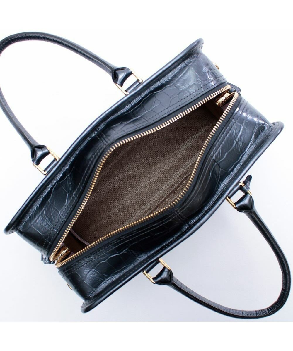 A.D.M.J. 【牛革】クロコ型押しヘリ巻きボストン28cm 