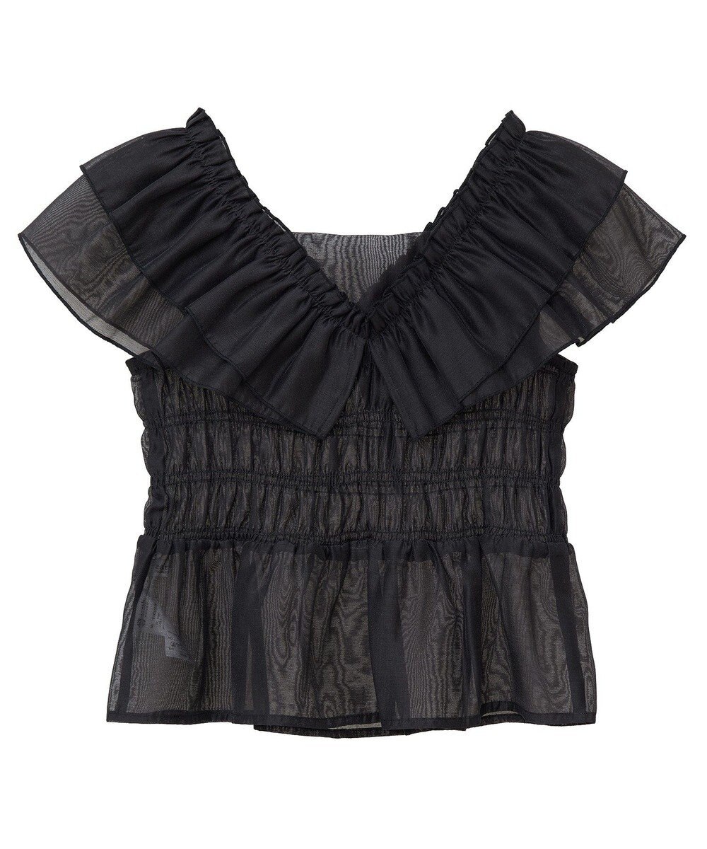 earth music&ecology ダブルフリルノースリブラウス 